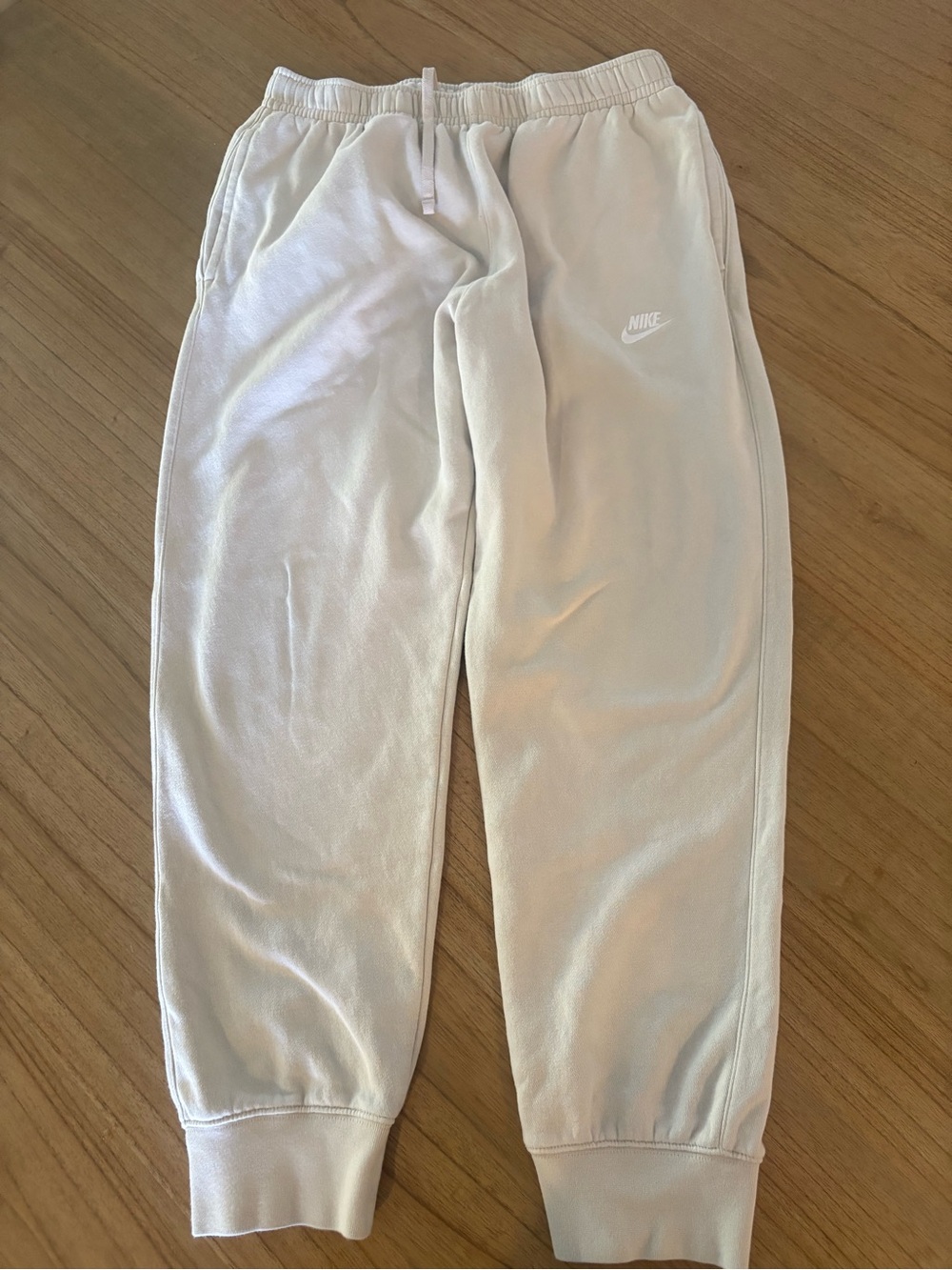 Nike Men's Beige Fleece Jogger Pants - Sz L - Pockets - Drawstring